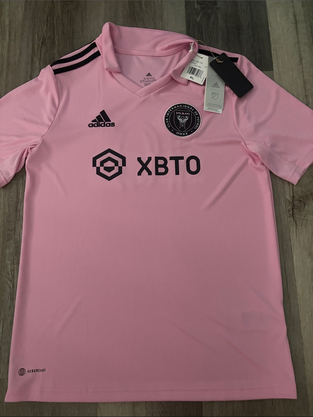 Messi Adidas Inter Miami Pink Soccer Jersey with Black Accents - Picture 3 of 3